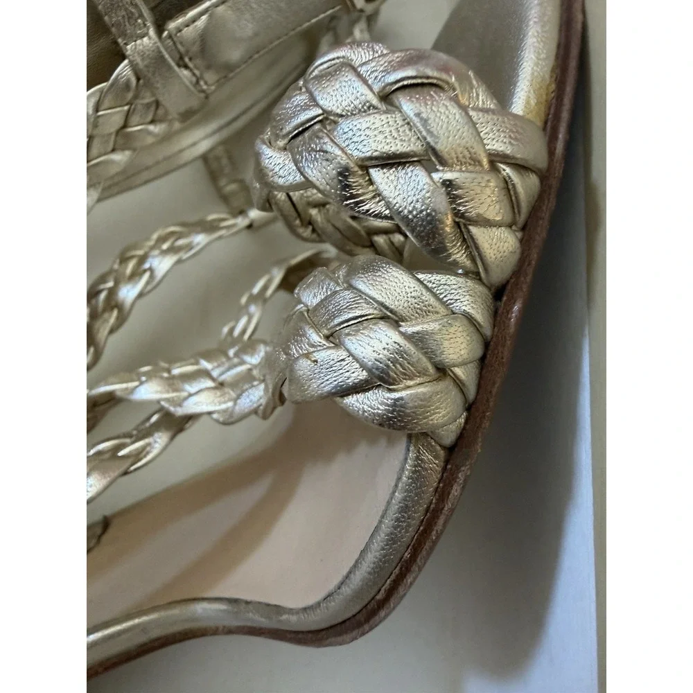 Michael Kors Tempe Platino Metallic Braided Strappy Stiletto Sandals Italy 9M